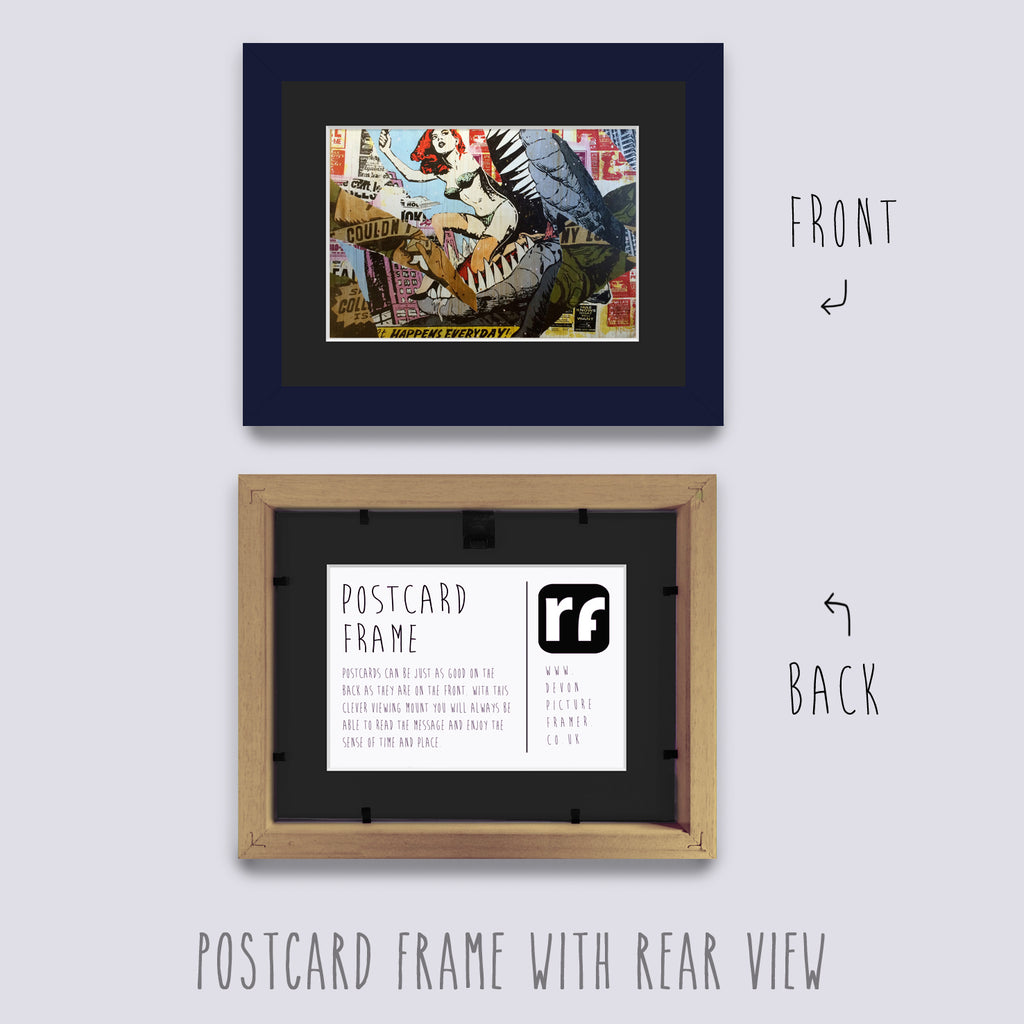 Postcard Frame (Conservation Back) Black, White, Colours, UV glass, Mount  Option 